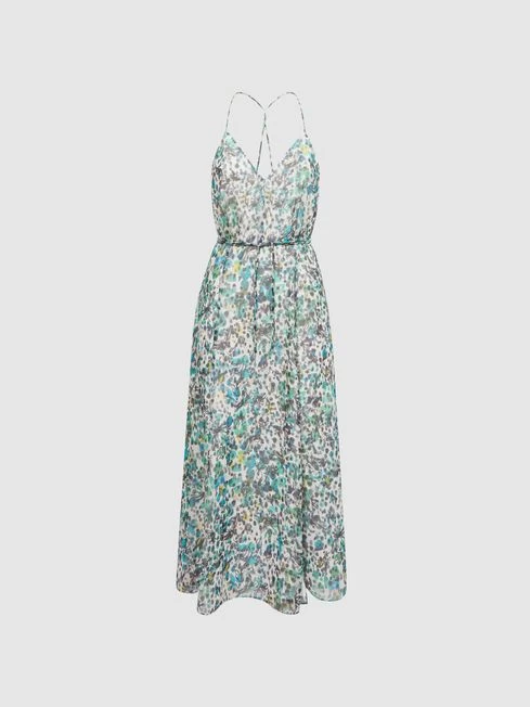 Reiss Blue Pippa Floral Printed Midi Dress – Image 2