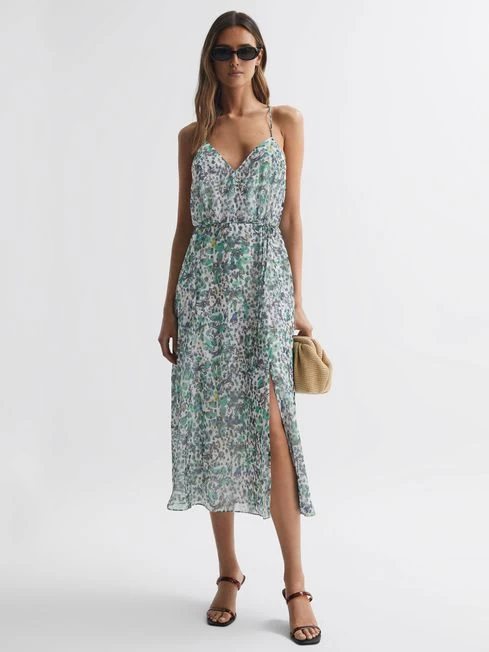 Reiss Blue Pippa Floral Printed Midi Dress – Image 4
