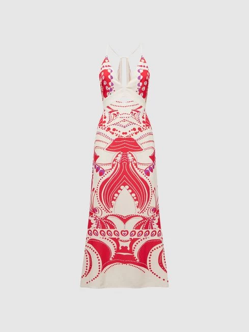 Reiss Coral Ebony Abstract Print Maxi Dress – Image 2