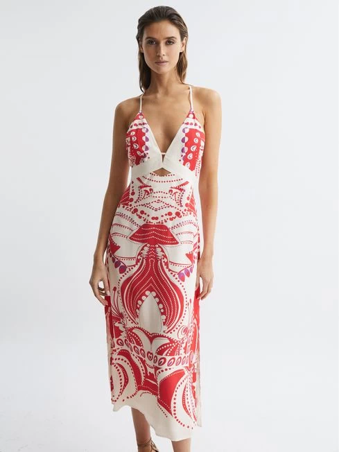 Reiss Coral Ebony Abstract Print Maxi Dress – Image 3
