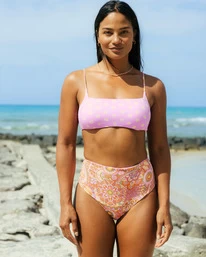 Billabong X Smiley Good Times Zoe - Haut De Bikini Crop Top Réversible Pour Femme
